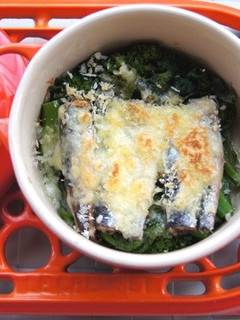 オイルサーディンと菜の花のチーズ焼き-レシピのメイン写真
