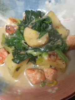 鮭とほうれん草とじゃが芋のクリーム煮-レシピのメイン写真