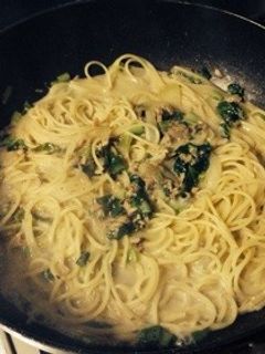 ツナと小松菜のクリームパスタ-レシピのメイン写真