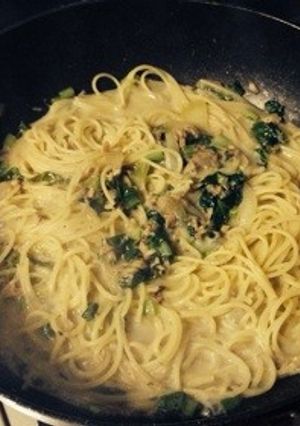 ツナと小松菜のクリームパスタ-レシピのメイン写真