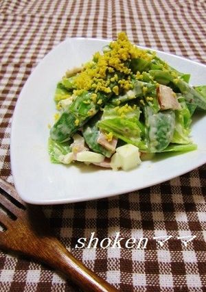 スナップエンドウとキャベツのミモザサラダ-レシピのメイン写真