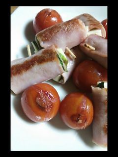 チーズベーコン巻きとミニトマトの串焼き☆-レシピのメイン写真