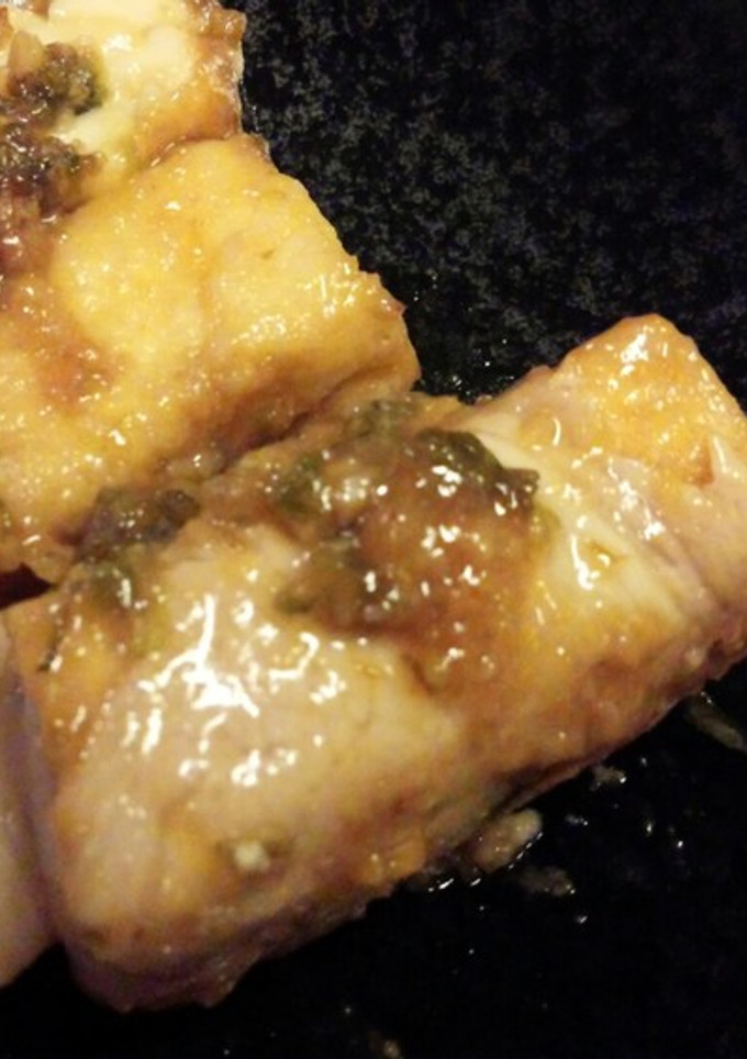 厚揚げの豚肉巻き～ふきのとう味噌ソース～-レシピのメイン写真
