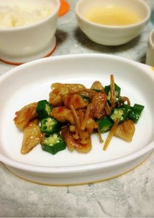 幼児食☆鳥肉とオクラのナメタケ炒め-レシピのメイン写真