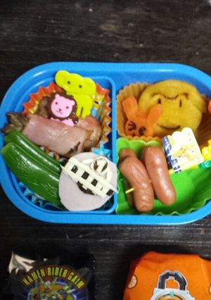 キャラ弁！トッキュウジャー簡単にハムで♪-レシピのメイン写真