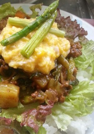 生アスパラカレーでタコライス風♪-レシピのメイン写真
