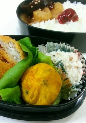 お弁当に☆カボチャの煮物で茶巾しぼり。-レシピのメイン写真