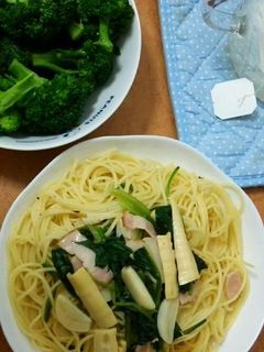 ホウレン草とタケノコのパスタ-レシピのメイン写真