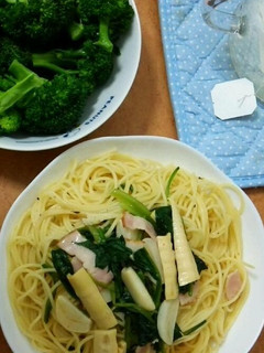 ホウレン草とタケノコのパスタ-レシピのメイン写真