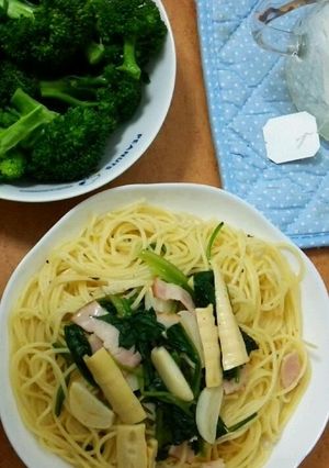ホウレン草とタケノコのパスタ-レシピのメイン写真