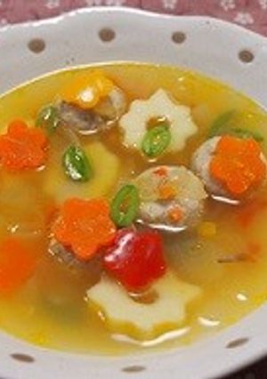肉つくねとパプリカの春のサフランスープ-レシピのメイン写真
