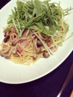 水菜たっぷり和風パスタ-レシピのメイン写真