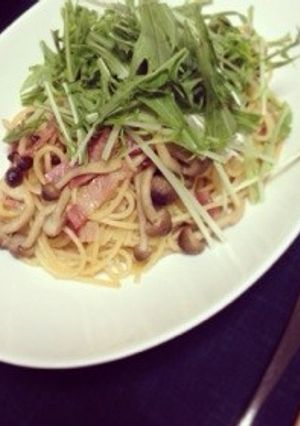 水菜たっぷり和風パスタ-レシピのメイン写真