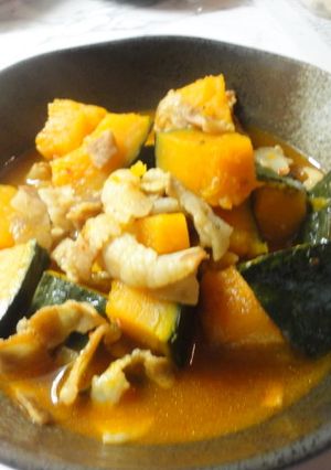 豚ばら・かぼちゃ・豆板醤-レシピのメイン写真