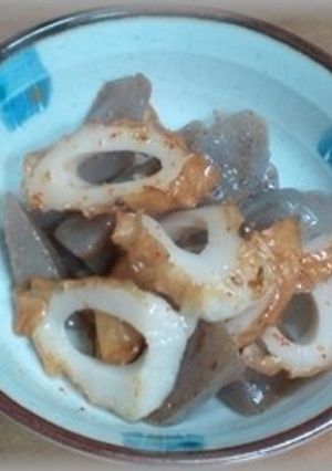 こんにゃくとちくわのピリ辛味噌炒め-レシピのメイン写真