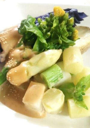 春の温野菜 マスタード味噌ドレ-レシピのメイン写真
