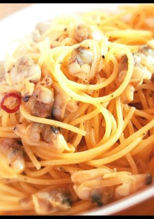 ボンゴレペペロンチーノを作ってみた-レシピのメイン写真