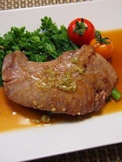 鮪ほほのわさびソースステーキ菜の花添え-レシピのメイン写真
