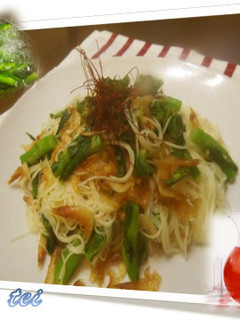 菜の花と干しえびの和風エスニック素麺-レシピのメイン写真
