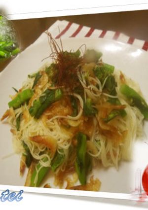 菜の花と干しえびの和風エスニック素麺-レシピのメイン写真