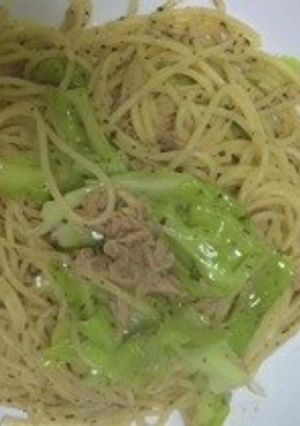 キャベツとツナのバジルパスタ 話題入感謝-レシピのメイン写真