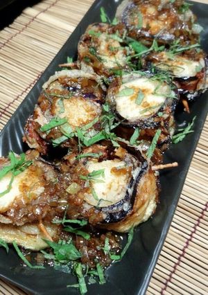 豆腐とベーコンのナス巻き揚げ☆ネギソース-レシピのメイン写真