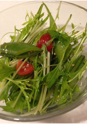 簡単！水菜とスナップエンドウのサラダ-レシピのメイン写真