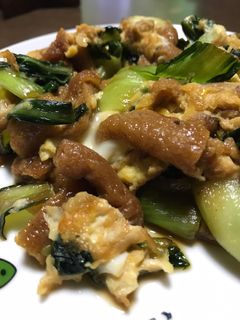 青梗菜と油揚げの卵とじ-レシピのメイン写真