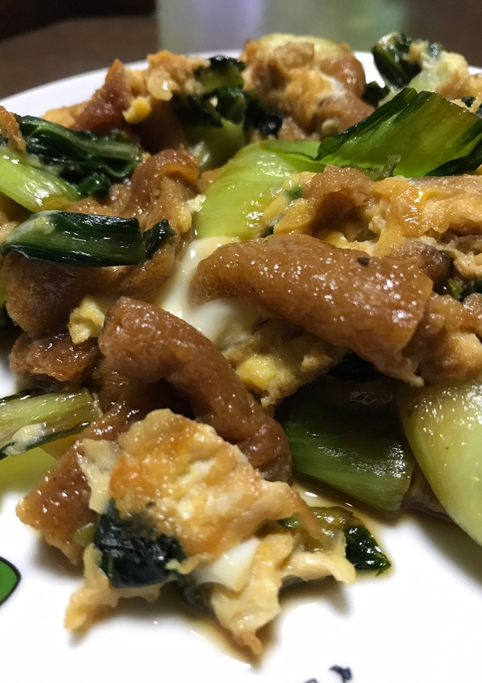 青梗菜と油揚げの卵とじ-レシピのメイン写真