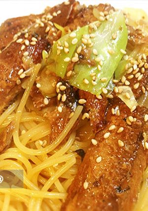 麺つゆのみ!春キャベ&さんま缶のパスタ-レシピのメイン写真