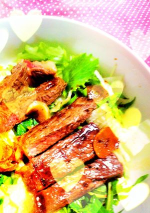 照り焼きステーキ丼♡お野菜もネ～♪-レシピのメイン写真