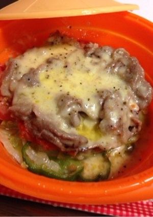 かんたんレンチン♡豚肉と野菜のチーズ蒸し-レシピのメイン写真