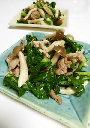 正月菜と豚肉の炒め物-レシピのメイン写真