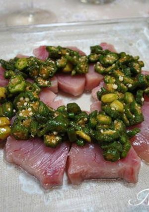 まぐろのわさびオクラ乗せ-レシピのメイン写真