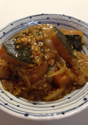 餡たっぷり☆かぼちゃと玉ねぎのそぼろ煮-レシピのメイン写真