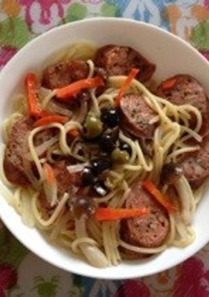 和風ドレッシングのソーセージのパスタ-レシピのメイン写真