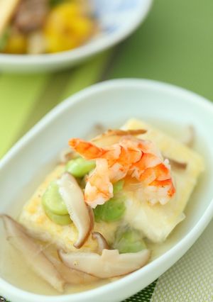 旬野菜そらまめと海老のあんかけ豆腐-レシピのメイン写真