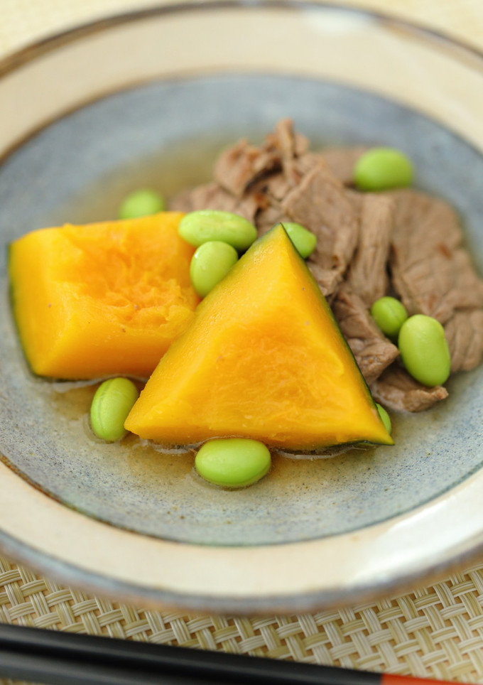 レンジも使用して時短！南瓜と牛肉の炒め煮-レシピのメイン写真
