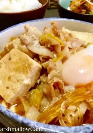 濃厚♡豚バラ肉で作るとろ〜り玉子の肉豆腐-レシピのメイン写真