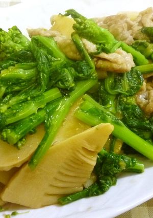 春野菜（菜花・筍）と豚肉のオイスター炒め-レシピのメイン写真