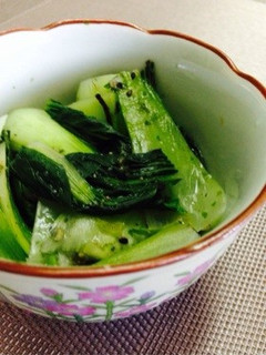 ちんげん菜の”明太茶漬け”蒸し-レシピのメイン写真