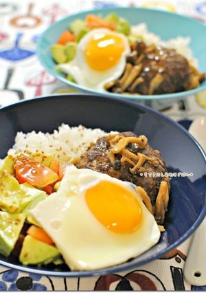 ジューシー茄子バーグの和風ドレロコモコ-レシピのメイン写真