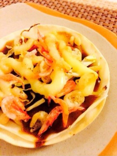 【15分】餃子の皮で☆ミニお好み焼き-レシピのメイン写真