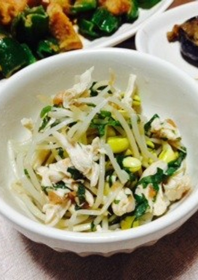 豆もやしとササミの梅しそ和え-レシピのメイン写真