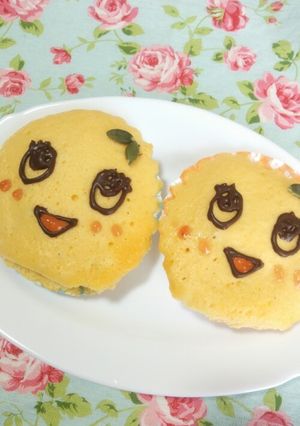 HMで梨入りｶﾜｲｲ☆ふなっしー蒸しパン-レシピのメイン写真