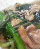 小松菜と豚肉(豚こま)のあんかけ