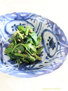 ゆでた法蓮草・春菊と生の水菜の和え物-レシピのメイン写真