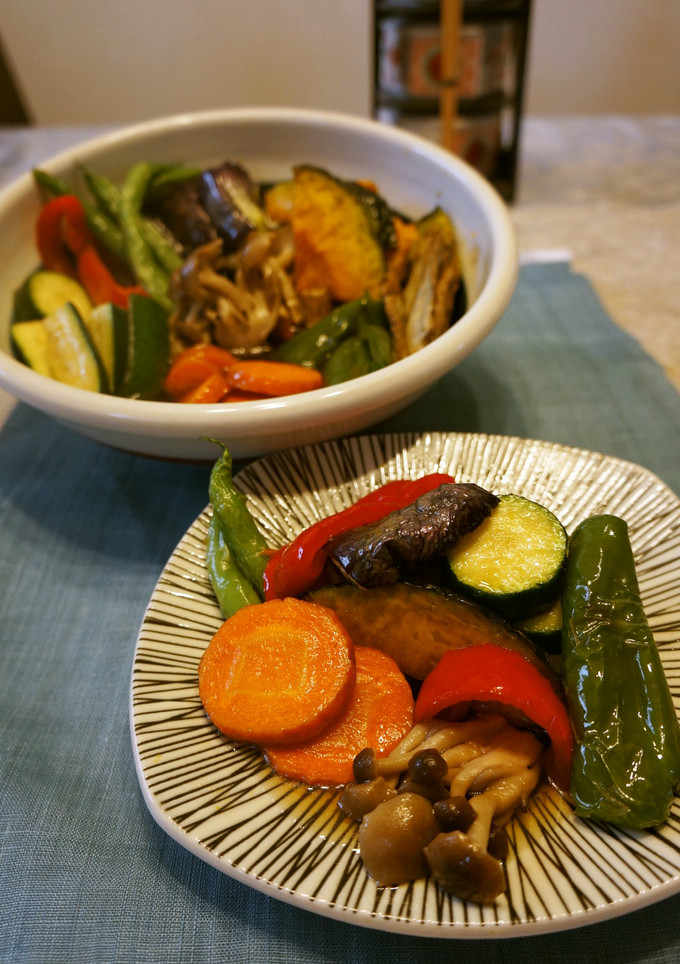 素揚げの夏野菜たち♡麺つゆのお風呂～♨-レシピのメイン写真