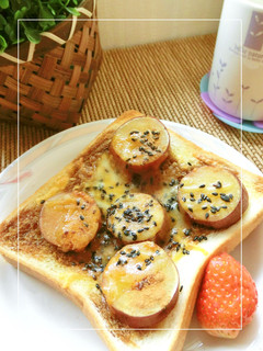 さつま芋のココナッツ黒蜜チーズトースト-レシピのメイン写真