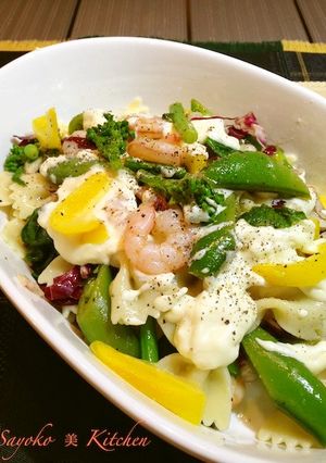 菜の花とえびのパスタサラダ-レシピのメイン写真